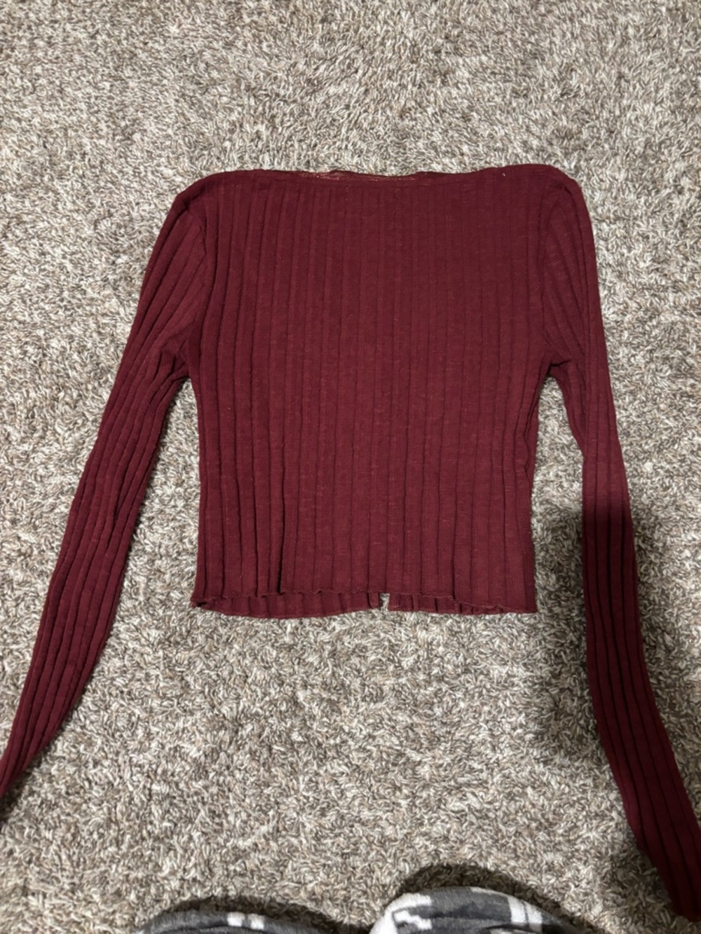 bp Ribbed Button-Front Burgundy Cardigan - Picture 4 of 4